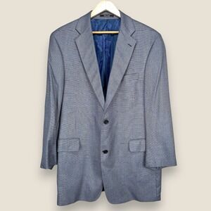 Silverstone Silk Wool Sport Coat Blazer Men 44L Blue 2 Button Jacket Business